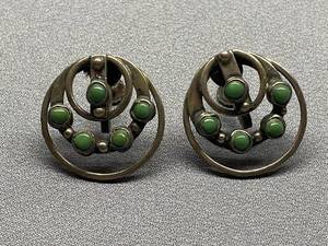 lot 12B image: Vintage Sterling Silver 925 Earrings with Green Stones