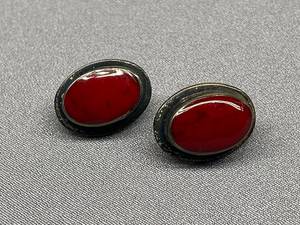 lot 13B image: Sterling Silver 925 Earrings with Red Stone 925