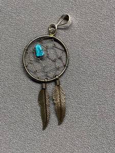 lot 18B image: Sterling Silver 925 Dreamcatcher Pendant with Turquoise