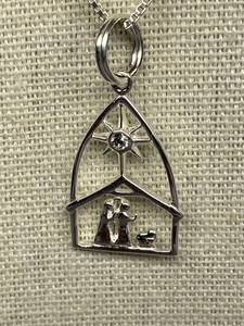 lot 25B image: Sterling Silver 925 Nativity Pendant Necklace