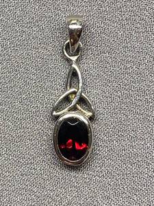 lot 37B image: Sterling Silver 925 Celtic Knot Garnet Pendant
