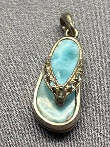 lot 47B image: Larimar Sterling Silver 925 Flip-Flop Pendant