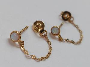 lot 5X image: Gold-Tone Sterling Silver Chain Earrings with Opal Inlay