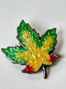 lot 12X image: Vintage Sterling Silver Multicolored Enamel Leaf Pin