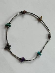 lot 17X image: Sterling Silver Anklet Bracelet with Stones