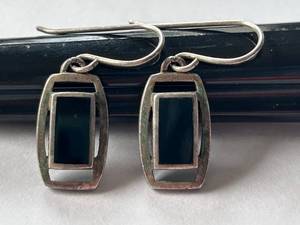 lot 20X image: Sterling Silver Black Stone Geometric Earrings