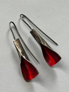 lot 21X image: Sterling Silver Earrings Red Accent Dangle Earrings