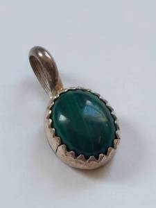 lot 34X image: D. Guerrero Sterling Silver Pendant with Green Stone