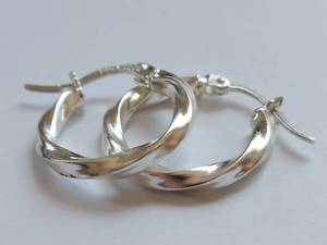 lot 40X image: Sterling Silver 925 Twisted Hoop Earrings