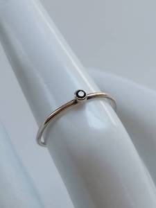 lot 44X image: Sterling Silver Ring with Bezel-Set Black Stone