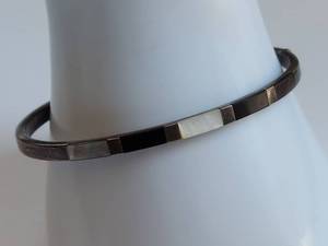 lot 48X image: Sterling Silver Bangle Bracelet with Stone Inlays