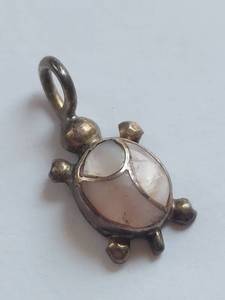 lot 49X image: Sterling Silver Turtle Pendant with Pearl Inlay