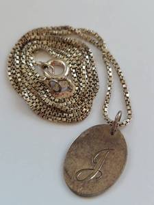 lot 61X image: MMS Sterling Silver J Pendant Necklace