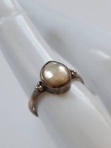 lot 65X image: Vintage 925 Silver Pearl Ring