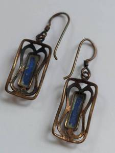 lot 76X image: Antique Sterling Silver Lapis Earrings