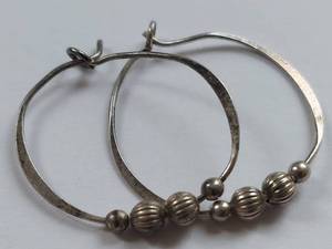 lot 81X image: Sterling Silver Hoop Earrings with Beads