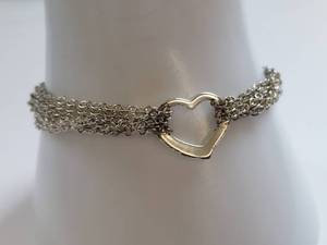 lot 93X image: Sterling Silver Italian Heart Charm Bracelet