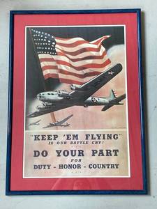 lot 15J image: WWII Keep Em Flying Poster - Unknown Age