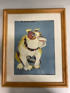lot 17J image: Framed Bulldog Artwork in Wooden Frame