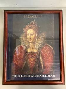 lot 18J image: Framed Folger Shakespeare Library Queen Elizabeth I Portrait