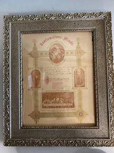 lot 20J image: Konfirmations-Minde Certificate in Ornate Frame