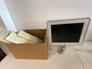 lot 36E image: Vintage Apple LCD Monitor with Keyboards Bundle