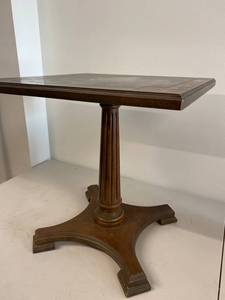 lot 38E image: Vintage Wooden Pedestal Accent Table