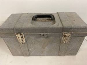 lot 45E image: Vintage Metal Toolbox with Assorted Tools