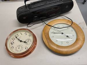 lot 56E image: Sterling & Noble Clock Set & RCA Stereo Boombox Lot