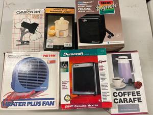 lot 57E image: Lot of Household Appliances Duracraft Ceramic Heaters Coffee Carafe Juicer