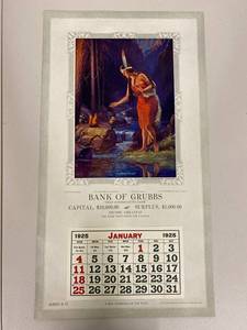 lot 48Z image: Double Sided 1925 Vintage Advertising Calendars Bank of Grubbs & Washington Benevolent