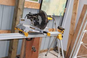 lot 2 image: Dewalt Compund Saw with Stand