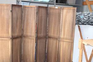 lot 54 image: Wooden Peg Board Divider wall