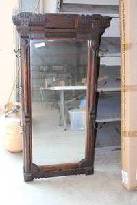 lot 56 image: Large Vintage Mirror with Hooks for coats etc