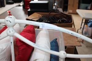 lot 71 image: Cast Iron White bed Headboard