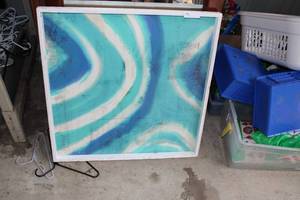 lot 93 image: Large Wood Art item and mirror