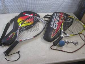 lot 31 image: (H-2) 2 Racquetball Racquets with C...