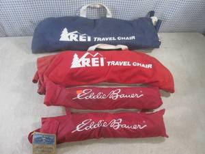 lot 46 image: (D-2) 2 Vintage REI Travel Chairs a...