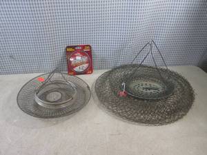 lot 55 image: (A-3) Vintage Wire Mesh Fishing Bas...