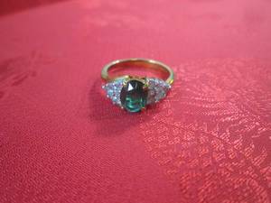 lot 64 image: (CNTR) 14K Gold Plated Ring with Gr...