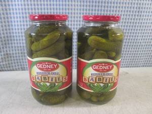 lot 222 image: (C-3) 2 Jars of Gedney Kosher Dill ...
