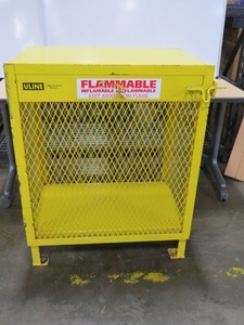 lot 31 image: Vertical Gas Cylinder Mesh Storage Cabinet