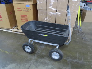 lot 35 image: Gorilla Carts GOR62-COM Poly Garden Dump Cart with 2-in-1 Convertible Handle, 1,000 Lb Capacity, Black
