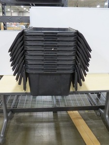 lot 41 image: Lot of 9 Husky 18 Gal. Flip Top Storage Bin in Black