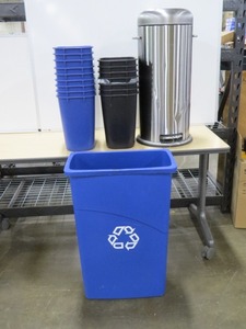 lot 43 image: Mixed Lot of Trash and Recycling Receptacles