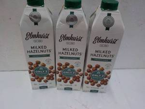 lot 9 image: 3 Elmhurst Milked Hazelnuts 32 oz P...