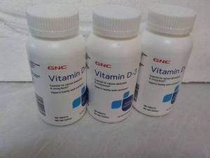 lot 98 image: 3 GNC Vitamin D3 100 tablets each...