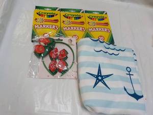 lot 135 image: Crayola Markers, Headband  and Towe...