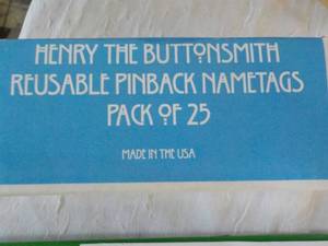 lot 210 image: Bonjour 25 pack Reusable Pinback Na...