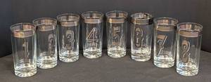 lot 30 image: Awesome Mid Century Number Themed Highball Glass Set
